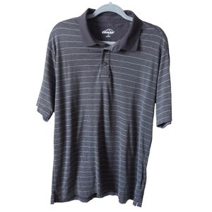 Glacier Performance Grey Striped Men's Short Sleeve Polo Shirt Size Large